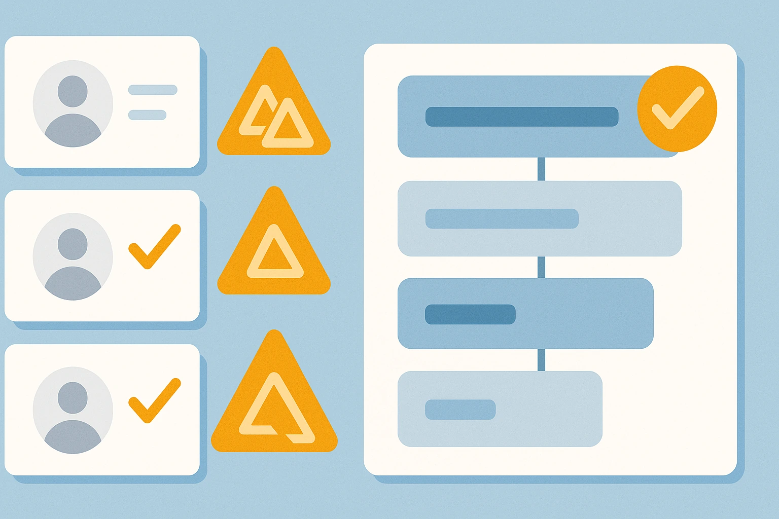 Contact records being checked for duplicates and completeness before entering a clean record.