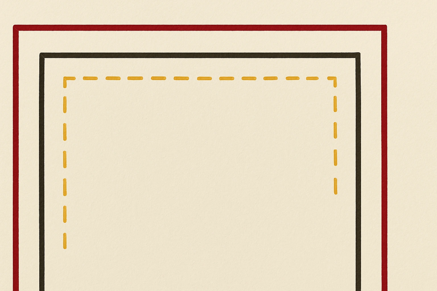 Nested bleed, trim and safe-margin guides on a page corner.