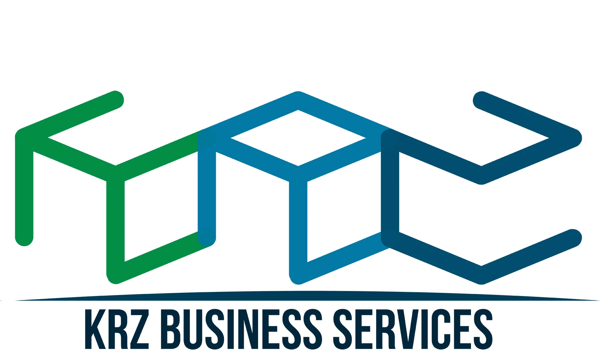 KRZ Business Services logo design — bold geometric typography in a green and blue corporate palette.