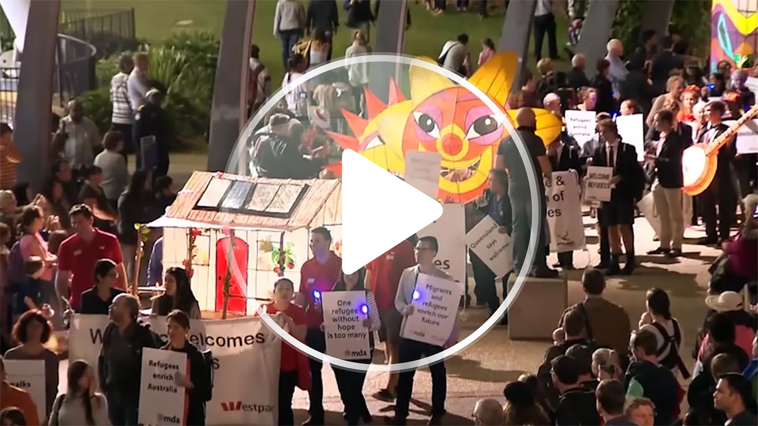 LUMINOUS Lantern Parade television commercial still — community participation at the South Bank event.